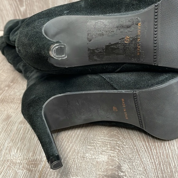 Renatta Made In Spain Heeled Black Suede Leather Pointed Toe Boots 40 (US 9) - Picture 11 of 16